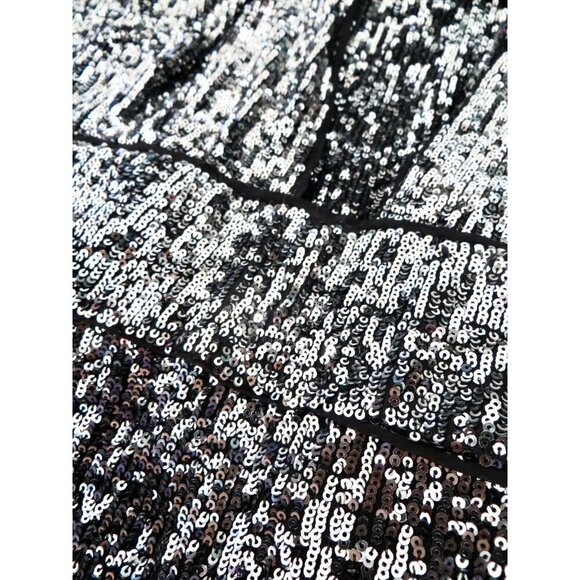 NEW! Anthropologie Maeve Sequin Halter Jumpsuit Carbon Black Silver SZ 10 - Picture 12 of 14